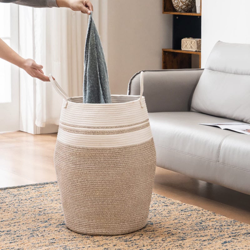 YOUDENOVA Cotton Rope Laundry Hamper by YOUDENOVA, 105L - Woven Collapsible Laundry Basket - Clothes Storage Basket for Blankets organizing, Bedroom Storage, Clothes Hamper - Brown - Image 2