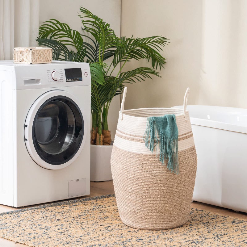 YOUDENOVA Cotton Rope Laundry Hamper by YOUDENOVA, 105L - Woven Collapsible Laundry Basket - Clothes Storage Basket for Blankets organizing, Bedroom Storage, Clothes Hamper - Brown - Image 3