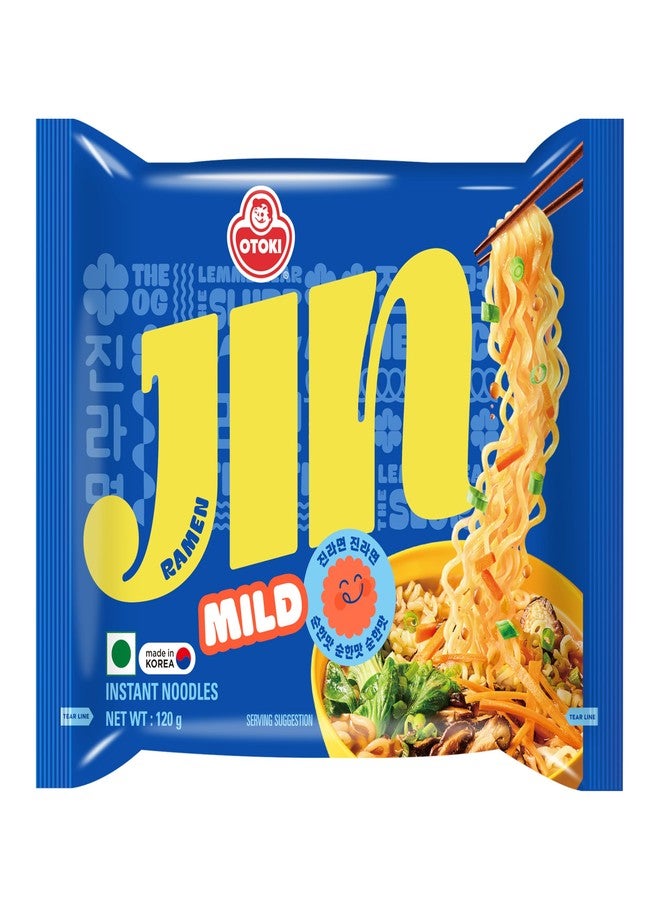 Ottogi Jin Ramen Korean Style Instant Noodles, Spicy and Mild Flavor Combo 120g Each | 5 Spicy & 5 Mild | Pack of 10 (1.2kg) | Veg & Authentic Korean Ramen Noodles | The Product of Korea - Image 2