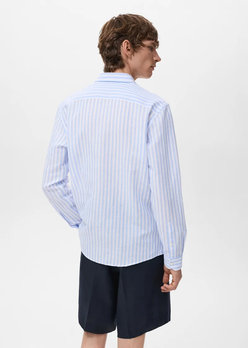 Mango Man Regular-fit striped cotton-linen shirt