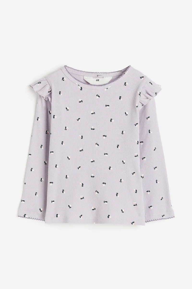 اتش اند ام Kids Frill Trimmed Ribbed Top