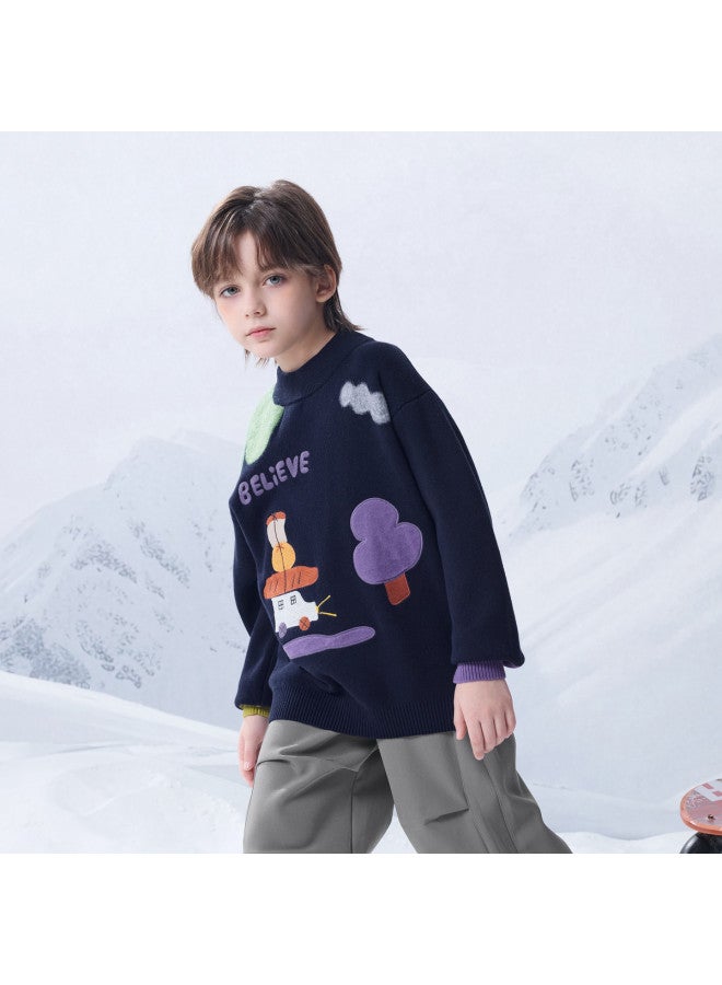 مكد سترة Mqd للأولاد بنصف طوق وسكارف كارتون، أسلوب أكاديمي عارض وأنيق لفصلي الربيع والخريف - Image 4