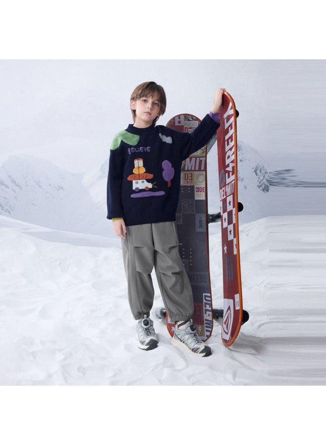 مكد سترة Mqd للأولاد بنصف طوق وسكارف كارتون، أسلوب أكاديمي عارض وأنيق لفصلي الربيع والخريف - Image 5