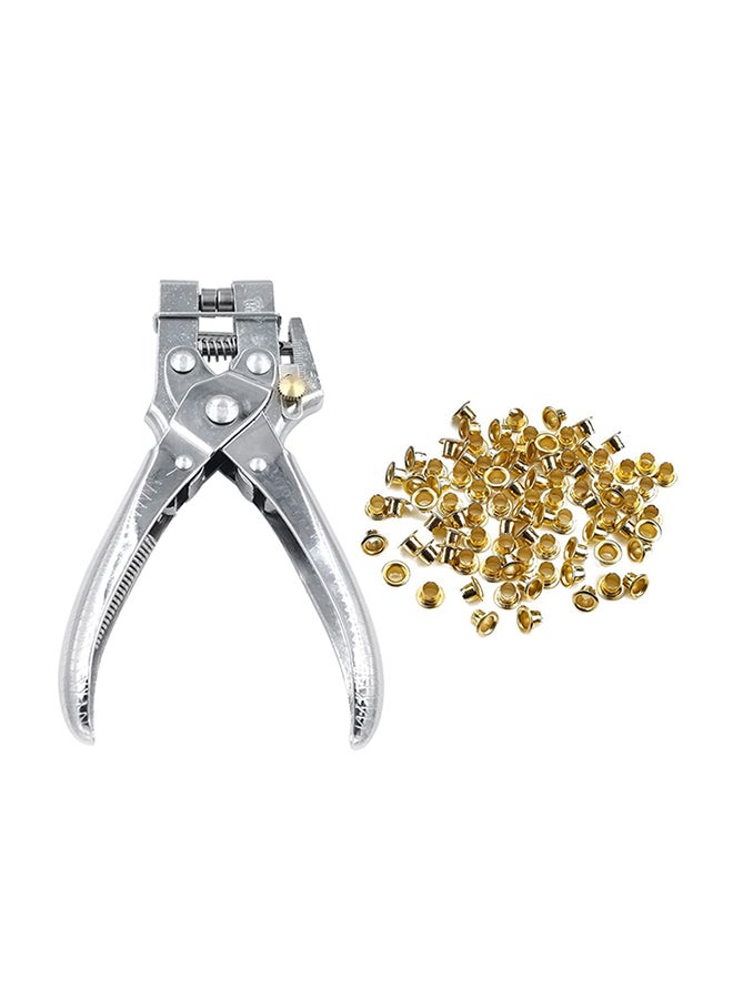 101-Piece Eyelet Grommet Pliers Kit Silver - Image 1