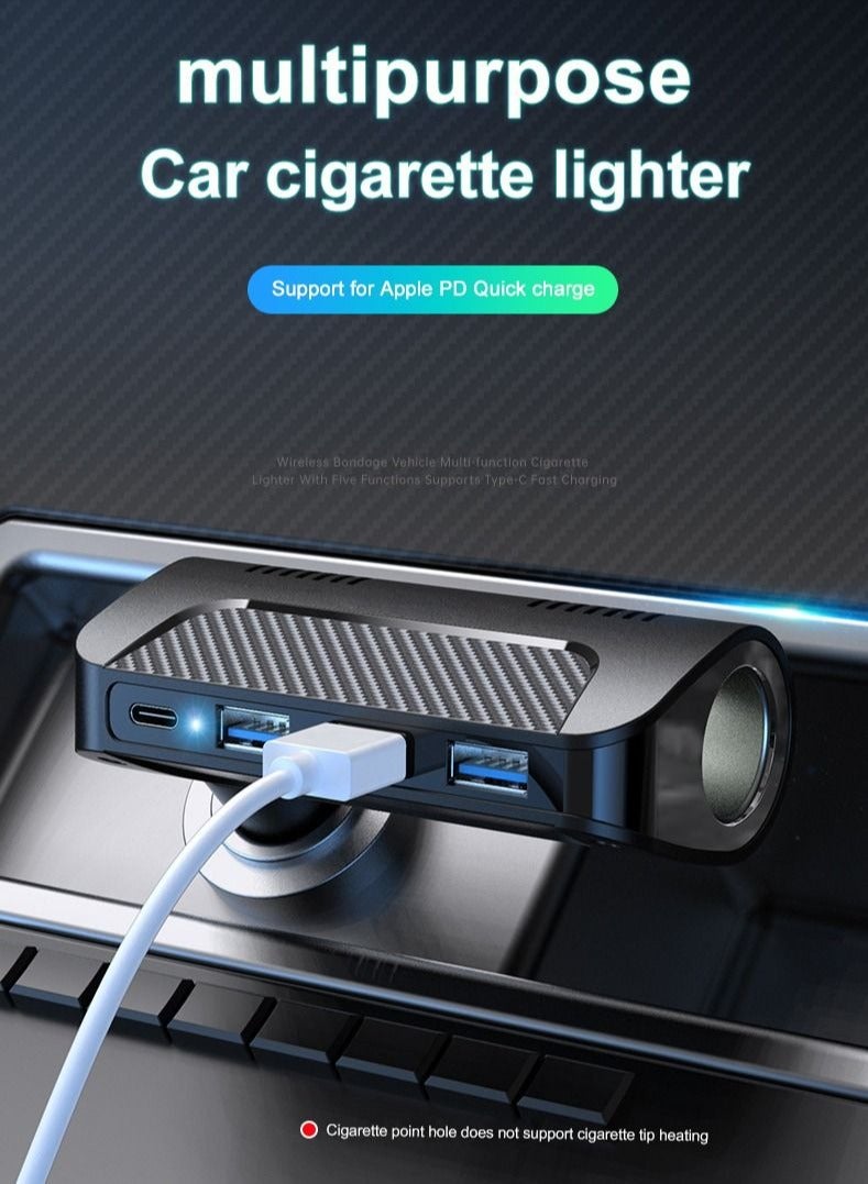 Car Charger 5A USB Type-C Socket, Rotatable 18W Fast Charging Mini Car Charger Adapter Compatible with Samsung/iPhone (3 Ports, Black)  - Image 2