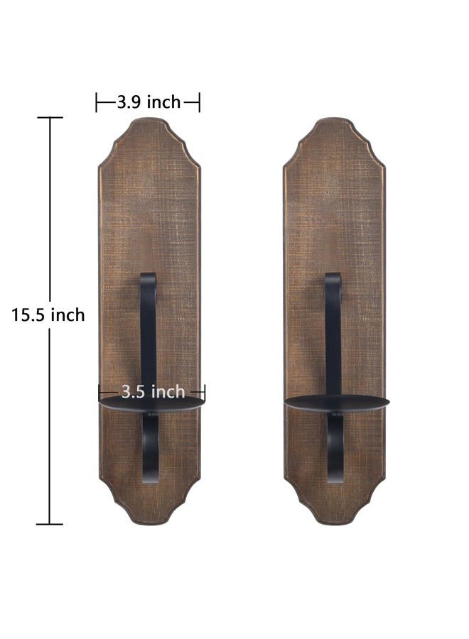 ZOOYOO Black Metal and Wooden Wall Sconce Candle Holders, Black Elegant Swirling Iron Wall Candle Sconce Holders, Black Hanging Wall Sconce Candle Holders,Black Metal Wall Candle Sconce Holders,Set of 2 - Image 3