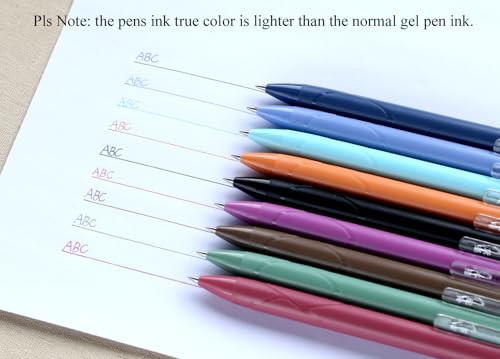 GANSSIA Vintage 9 Colors Erasable Gel Ink Pens 0.5mm Point Assorted Erasable Gel Pen Retractable for Writing Drawing Coloring Art Pack of 9PCS - Image 2