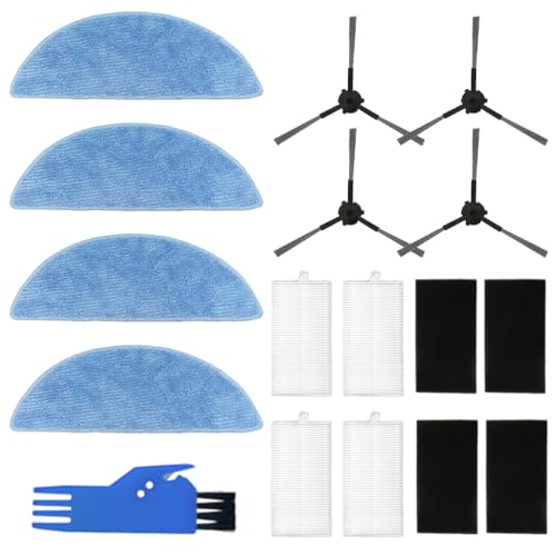 Verilux® 13Pcs Replacement Parts for Ecovacs Deebot Y1 Pro Robot Vacuum Cleaner, Replenishment Kit Replacement Accessories with 4 Mops, 4 Side Brushes, 4 Filters & 1 Cleaning Brush - Image 1