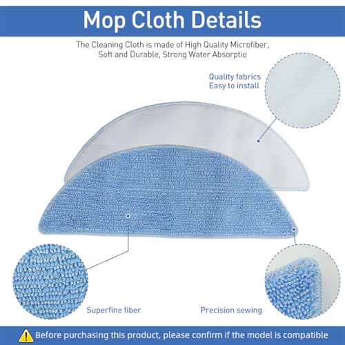 Verilux® 13Pcs Replacement Parts for Ecovacs Deebot Y1 Pro Robot Vacuum Cleaner, Replenishment Kit Replacement Accessories with 4 Mops, 4 Side Brushes, 4 Filters & 1 Cleaning Brush - Image 5