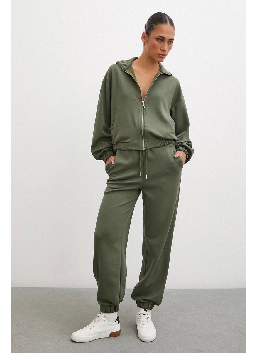 Never More Zippered Sweatshirt Khaki  - Image 5