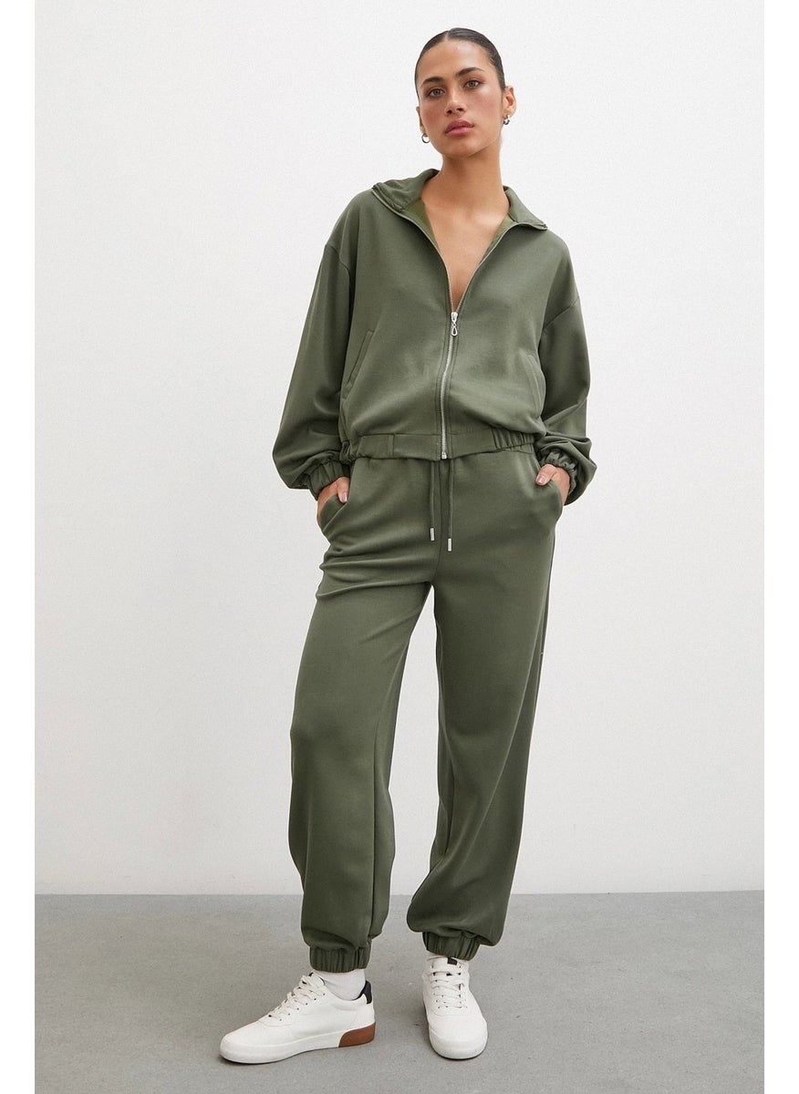 Never More Zippered Sweatshirt Khaki  - Image 4
