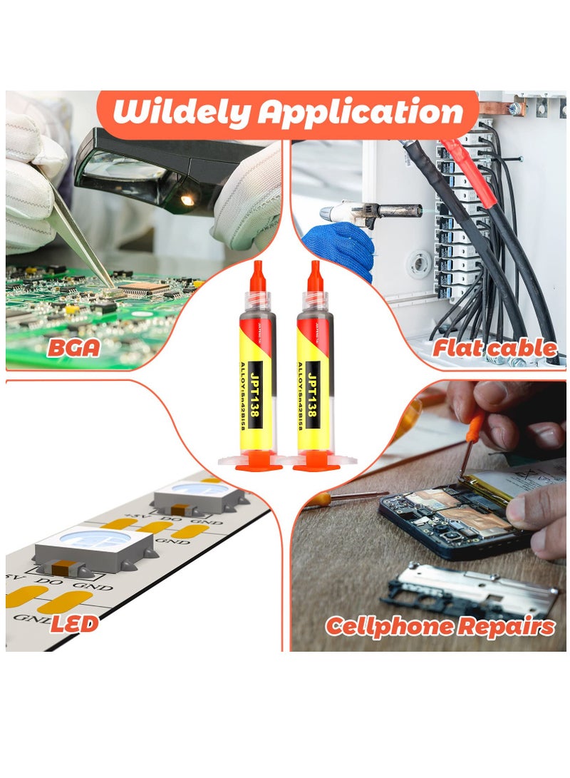 Excefore 4 Pcs Solder Paste Syringe for Electronics Sn42 Bi58 Soldering Tin Melting Point 138 Low Temp No Clean Soldering Paste Suitable for Electronic Components BGA IC Soldering, Total 80g/ 2.8oz  - Image 5