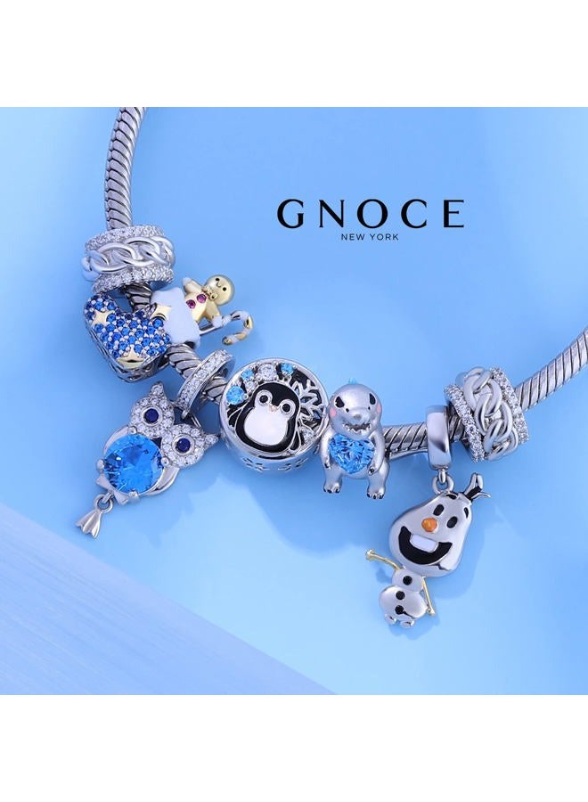 GNOCE Embraces Heart Gemstone Charm Sterling Silver Animal Bead Jewelry Christmas Gift For Women Girls Wife Daughter Fit Snake Chain Bracelets/Necklace, Silver, Cubic Zirconia - Image 4