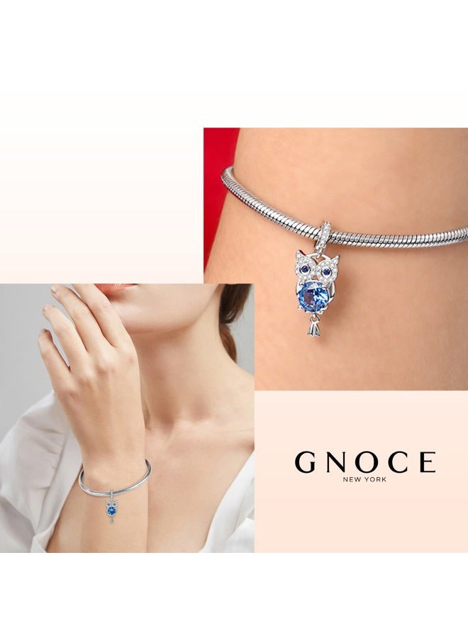 GNOCE Embraces Heart Gemstone Charm Sterling Silver Animal Bead Jewelry Christmas Gift For Women Girls Wife Daughter Fit Snake Chain Bracelets/Necklace, Silver, Cubic Zirconia - Image 5