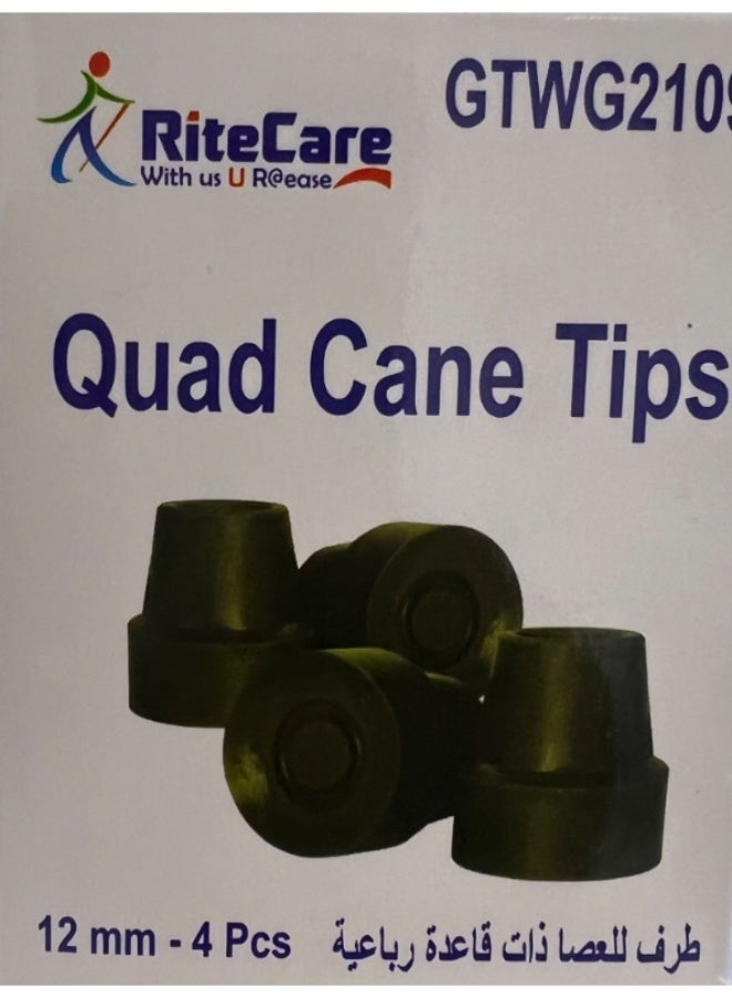 Crutch Tips, 12mm,  (4 Pcs), Black