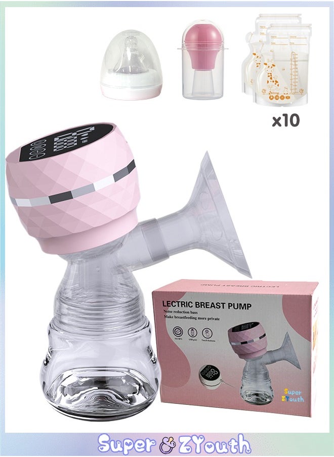 Super ZYouth Wearable Breast Pump, Electric Hands-Free Breast Pumps with 3 Modes, 9 Levels, LED Display, Rechargeable, Pink  - Image 1