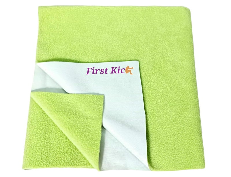First Kick Waterproof Baby Bed ProtectorMattress Cotton Dry Sheet 140cm X 100 cm for Born BabyKids Parrot Green Large