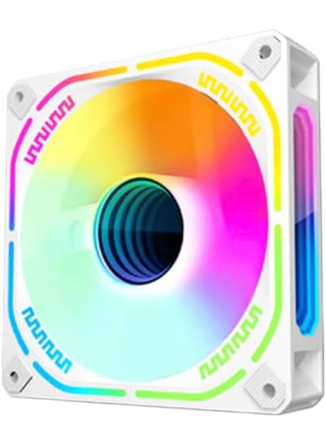 مروحة تبين علبة الكمبيوتر HJ 12 120MM PWM بسرعة 800-1600 دورة في الدقيقة، مزودة بتوصيلة طاقة SATA ومنفذ 3 دبابيس 5 فولت مع إضاءة ARGB بيضاء - Image 1