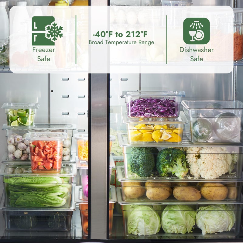 CURTA 6-Pack 1/6 Size 4" Deep NSF Polycarbonate Food Pans | Dishwasher & Freezer Safe Clear Container for Prep Tables, Buffet, Salad Bar, Commercial & Home Kitchen - Image 5