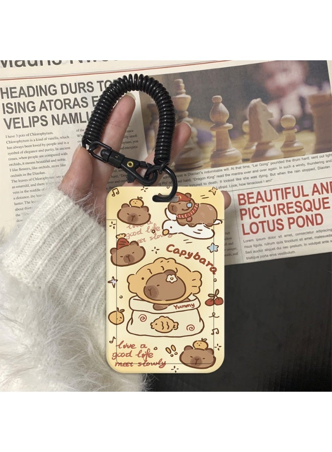 NIBEMINENT 1 - Piece Hamburger Capybara Kpop Photo Card Holder Pendant Key Chain ID Badge Holder ID Card Holder Photo Card Protector for School ID Office ID Access Card for Women Girls