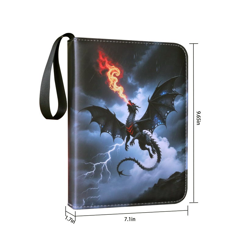 Fweel Cool Dragon Trading Card Binder - 4-Pocket Zipper Binder with 400 Pockets, Ideal for Card Collectors and Enthusiasts - Collectible Trading Card Album with Sleeves - Image 5