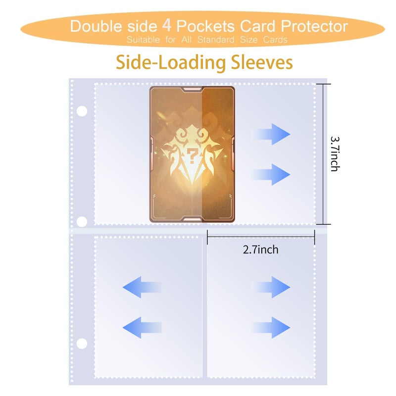 Fweel Cool Dragon Trading Card Binder - 4-Pocket Zipper Binder with 400 Pockets, Ideal for Card Collectors and Enthusiasts - Collectible Trading Card Album with Sleeves - Image 4