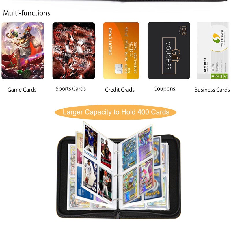 Fweel Cool Dragon Trading Card Binder - 4-Pocket Zipper Binder with 400 Pockets, Ideal for Card Collectors and Enthusiasts - Collectible Trading Card Album with Sleeves - Image 3