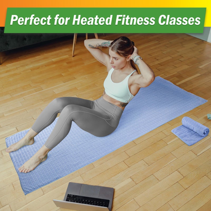 Wakeman Yoga Mat Towel and Gym Towel Set - 2-Piece Non Slip Set for Hot Yoga, Pilates, and Gym - 72â€ x 24â€ Sweat Absorbent and Quick Drying Blanket with Corner Pockets for Mats by Wakeman (Blue) - Image 3