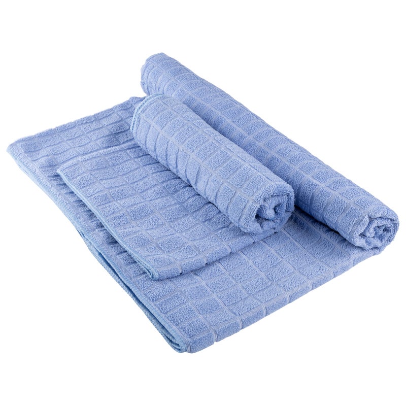 Wakeman Yoga Mat Towel and Gym Towel Set - 2-Piece Non Slip Set for Hot Yoga, Pilates, and Gym - 72â€ x 24â€ Sweat Absorbent and Quick Drying Blanket with Corner Pockets for Mats by Wakeman (Blue) - Image 1