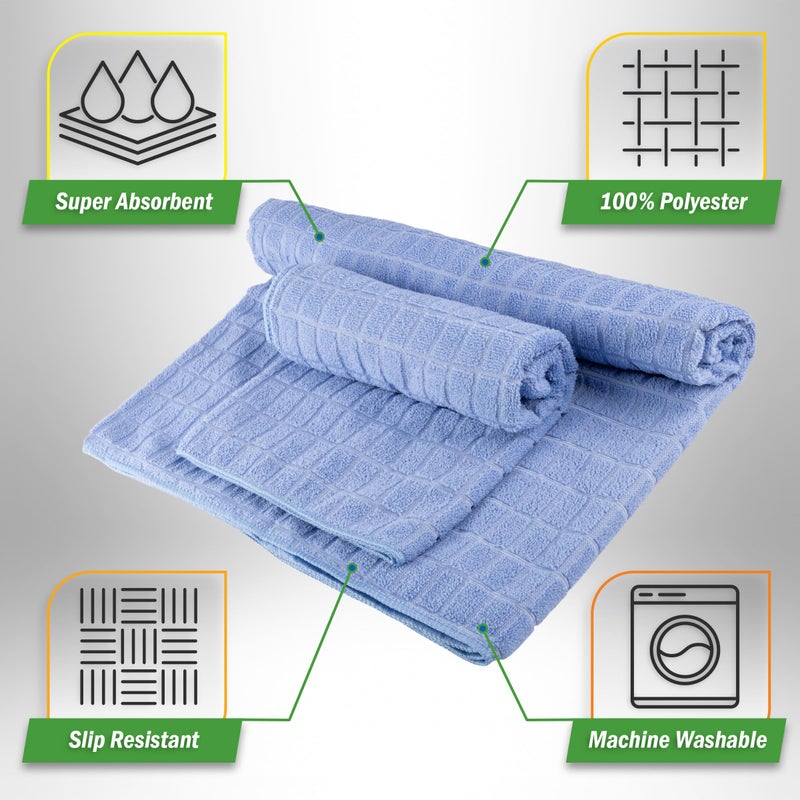 Wakeman Yoga Mat Towel and Gym Towel Set - 2-Piece Non Slip Set for Hot Yoga, Pilates, and Gym - 72â€ x 24â€ Sweat Absorbent and Quick Drying Blanket with Corner Pockets for Mats by Wakeman (Blue) - Image 5