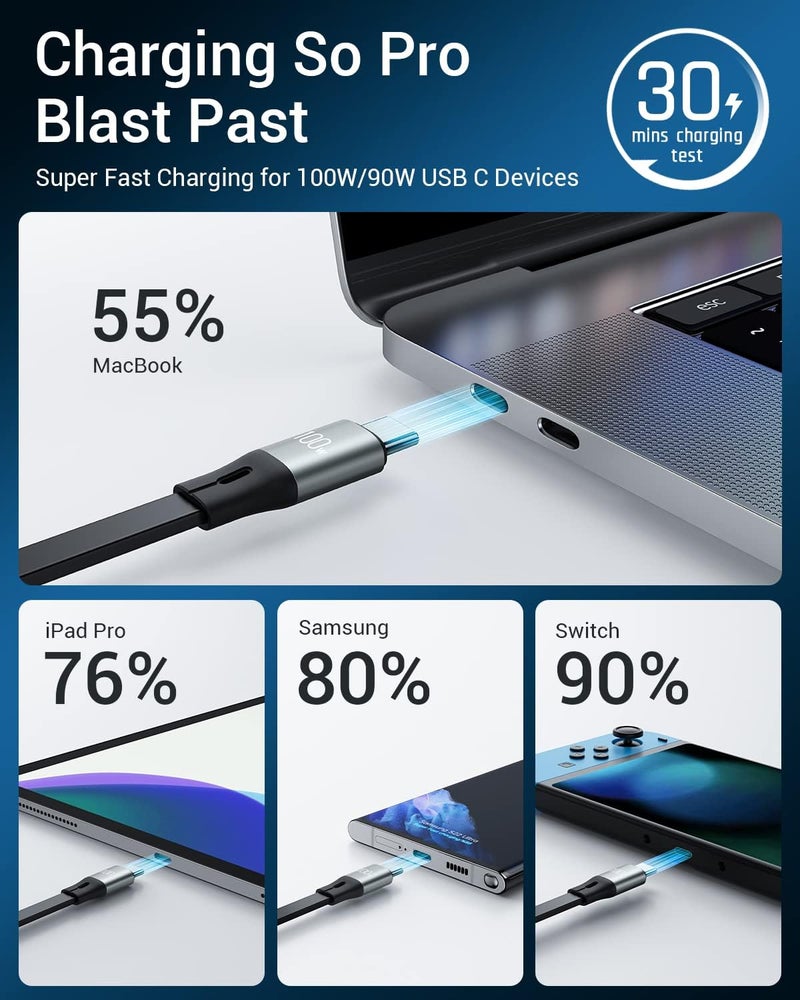 Azonee Multi Charging Cable [Travel Companion] 100W Retractable Charging Cable, 3in1 Charging Cable Multiple, with Type C/Micro USB/IP for Samsung S23 S22 S21, Phone 14 13 12, Pad Pro, Mac (4ft) - Image 4