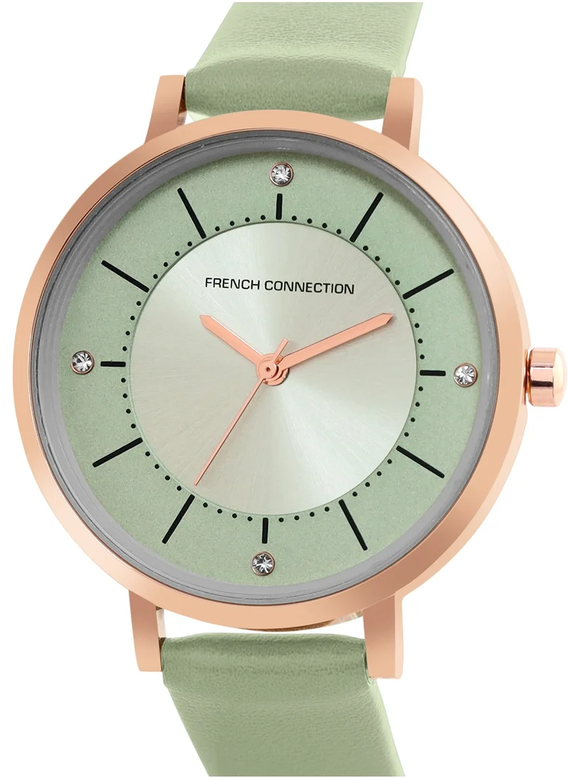 فرنش كونكشن French Connection Women's Analog Watch With Green Leather Strap 34 mm FCN00010B