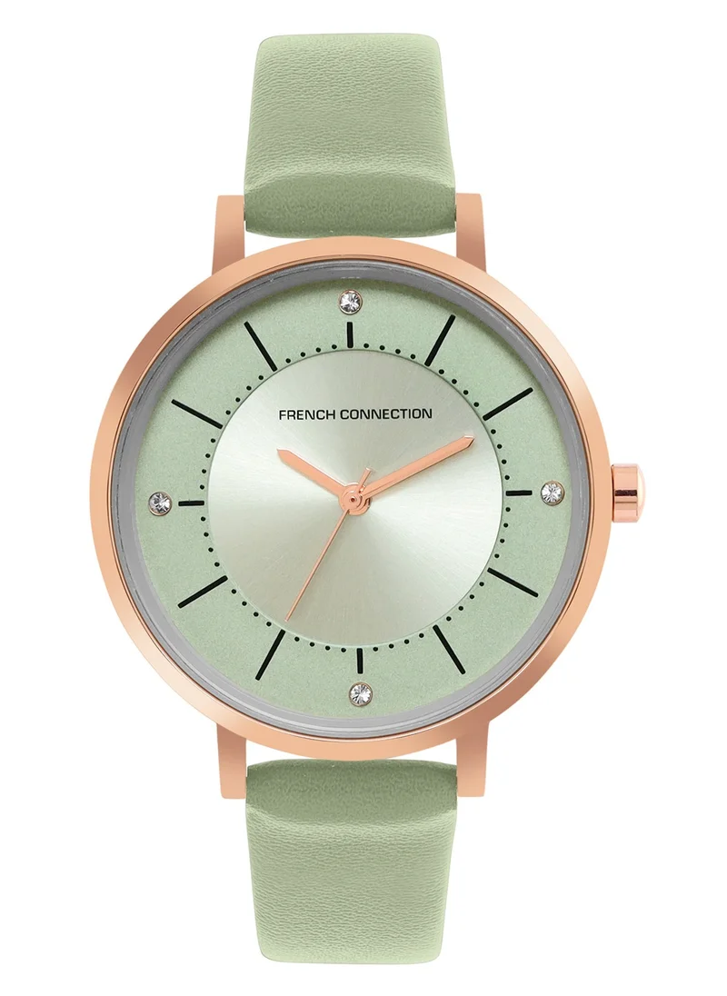 فرنش كونكشن French Connection Women's Analog Watch With Green Leather Strap 34 mm FCN00010B