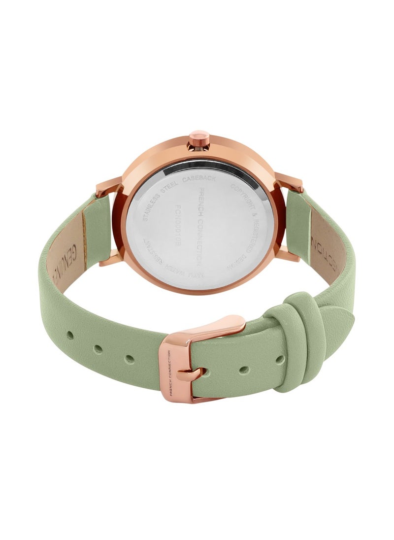 French Connection French Connection Women's Analog Watch With Green Leather Strap 34 mm FCN00010B  - Image 4