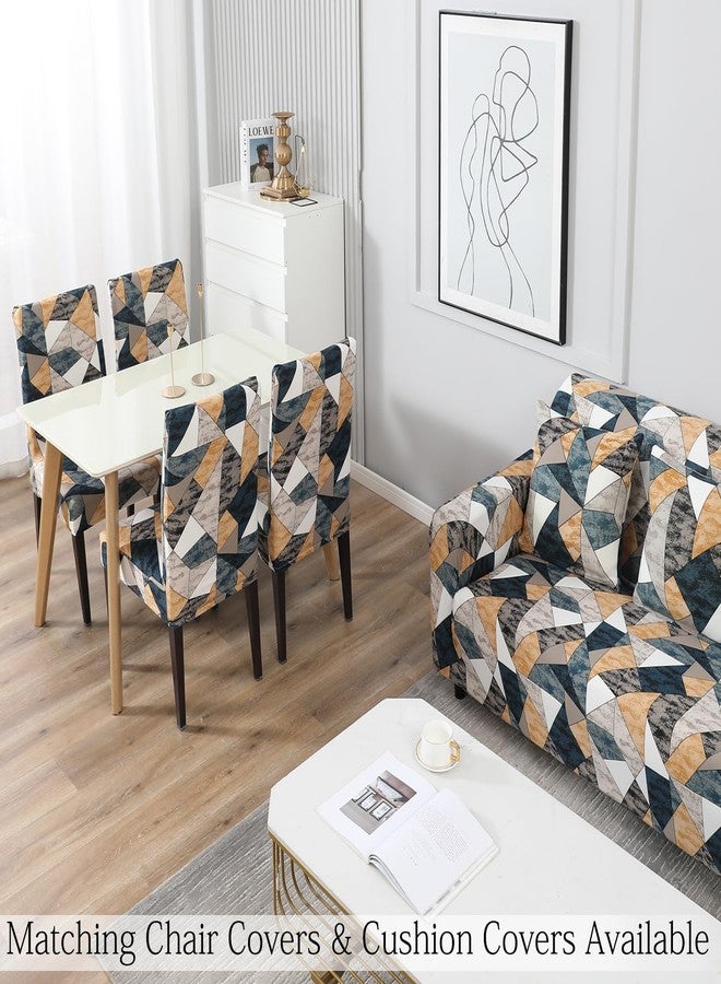 HOKIPO Polyester, Spandex Elastic Stretchable 4 Seater Sofa Cover, Multicolor Geometric Print (AR-4096-D3) - Image 5