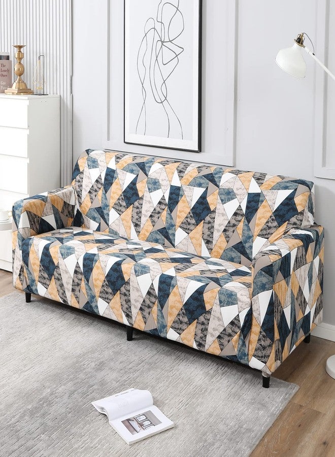 HOKIPO Polyester, Spandex Elastic Stretchable 4 Seater Sofa Cover, Multicolor Geometric Print (AR-4096-D3) - Image 1