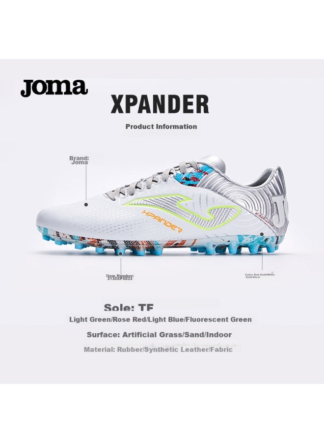 Joma Joma Spanish Soccer Cleats For Men, Adults And Youth, Fg Long Studs, Non-slip, Wear-resistant, Professional Football Training Shoes, White And Silver, Size 44 - Image 4
