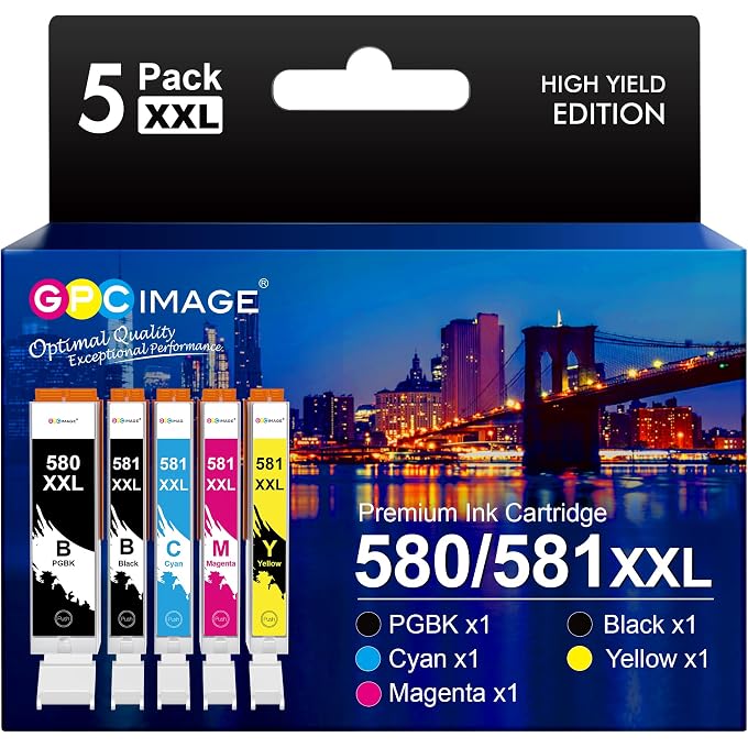 GPC IMAGE 580 581 Compatible with Printer Cartridges 580 581 TR8550 Printer Cartridges Pixma TS6350 TS6350a Pixma TS705 TS6150 TR7550 TS8251 TS8150 TS8250, Ultra Large Capacity