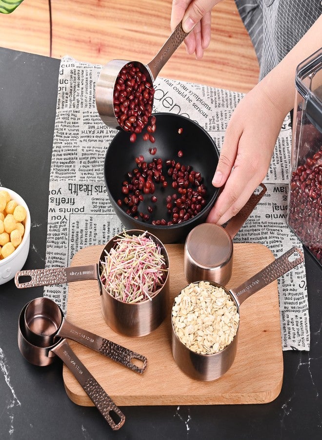 Smithcraft Copper Measuring Cups and Spoons Set, Metric & US Stainless Steel 5 Measuring Cups and 6 Measuring Spoons for Baking & Kitchen - Image 2