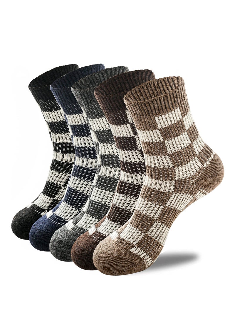 SOLARAE Men's Thermal Socks, 5 Pairs Thick Cotton Thermal Socks Men's Winter Soft Walking Hiking Socks Men's Heavyweight Comfort Boot Socks for Cold Weather UK 5-10 - Image 1