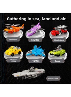 Generic Yuexing Animation Children's Toy Deformed Assembled Fit Robot Tank Aircraft Carrier Model Toy Gift-Color:8683: Sea, Land And Air Deformation Team Seven-in-one ]  - Image 5