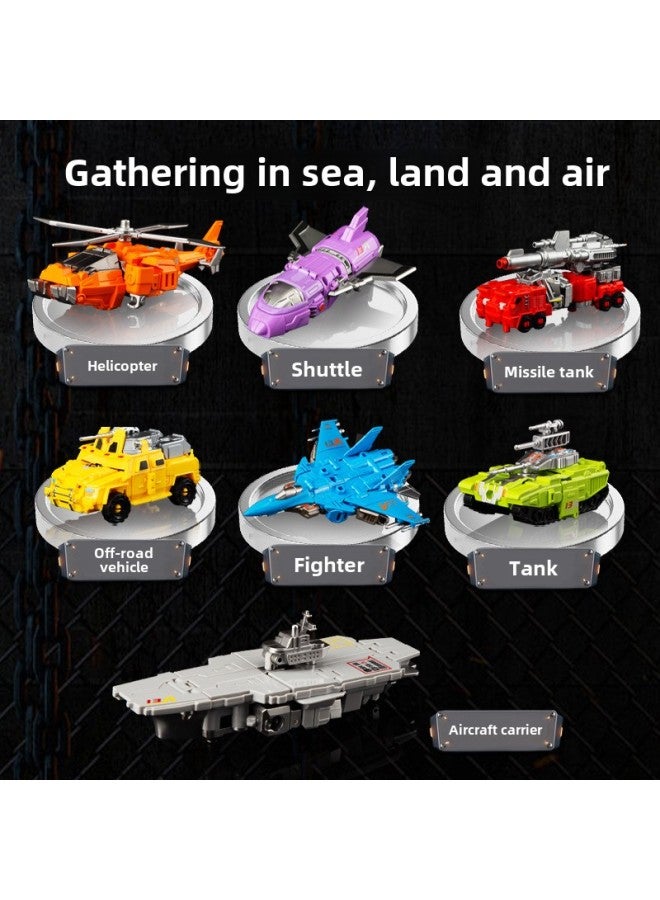 Yuexing Animation Children's Toy Deformed Assembled Fit Robot Tank Aircraft Carrier Model Toy Gift-Color:8683: Sea, Land And Air Deformation Team Seven-in-one ] - Image 5