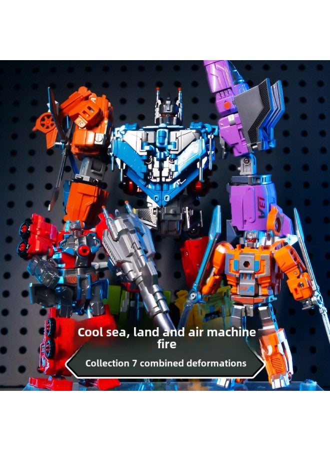 Yuexing Animation Children's Toy Deformed Assembled Fit Robot Tank Aircraft Carrier Model Toy Gift-Color:8683: Sea, Land And Air Deformation Team Seven-in-one ] - Image 2