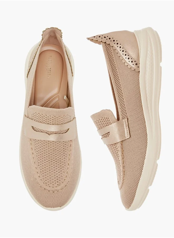 فلورا بيلا من شو إكسبرس Women's Textured Slip-On Loafers with Cutout Detail