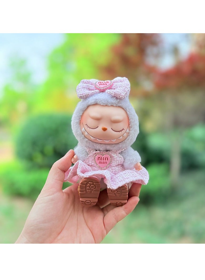 CUNUUDOOL Doll Clothes Set & Outfit Set For 17cm Dolls,Labubu Clothes Pink Dress And Pink Bow Headdress Suitable For Hanging Plush Dolls Up To 17cm, Interchangeable Clothing For 1,2,3，Generation - Image 4