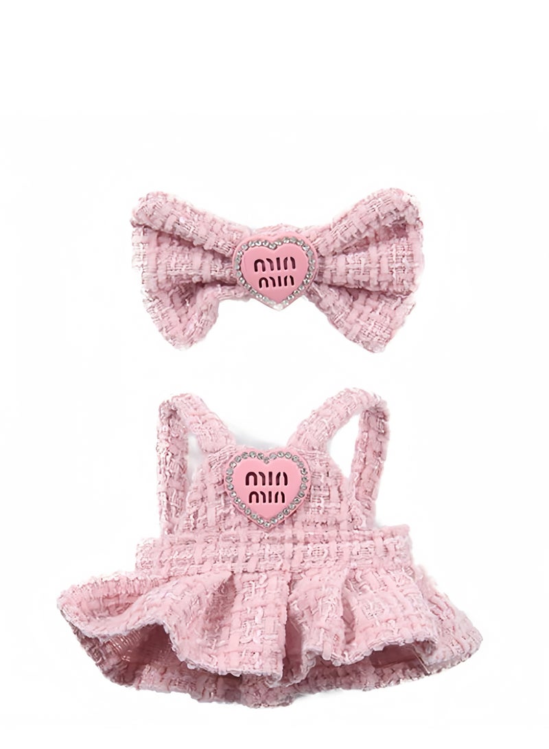 CUNUUDOOL Doll Clothes Set & Outfit Set For 17cm Dolls,Labubu Clothes Pink Dress And Pink Bow Headdress Suitable For Hanging Plush Dolls Up To 17cm, Interchangeable Clothing For 1,2,3，Generation - Image 3