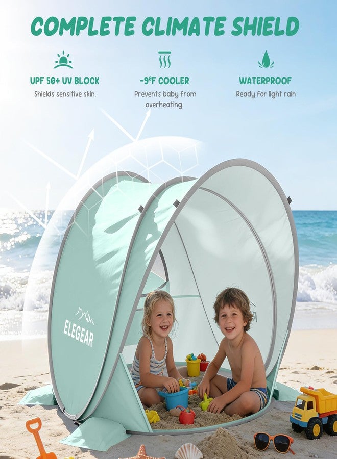 Elegear CumbreX™ Pop Up Baby Beach Tent with Mini Canopy 1S Setup, Green - Image 4