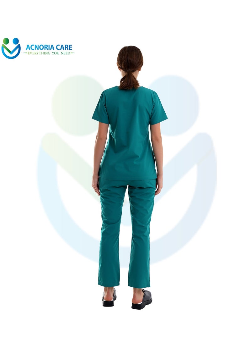 اكنوريا كير سكراب طبي نسائي مكون من قطعتين بلوزة وسروال 35% قطن و65% بوليستر لون تركواز- مقاس XXL- من اكنوريا كير - Image 2