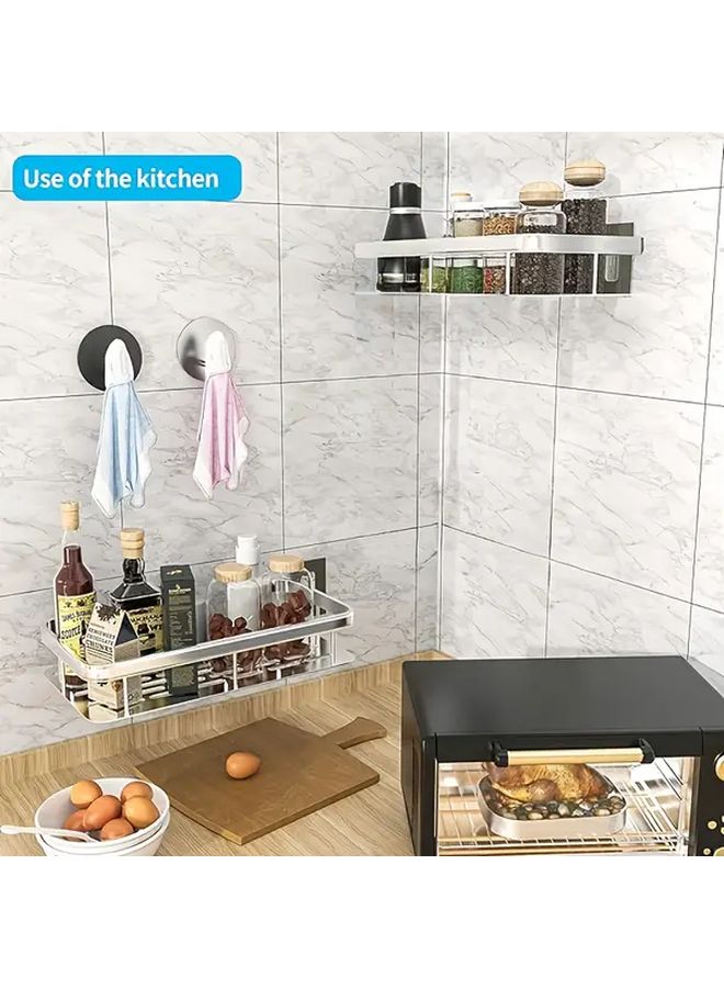 Silvery Aluminum Corner Shower Storage Rack Easy Install No Drill Large Capacity Bathroom Organizer - Image 3