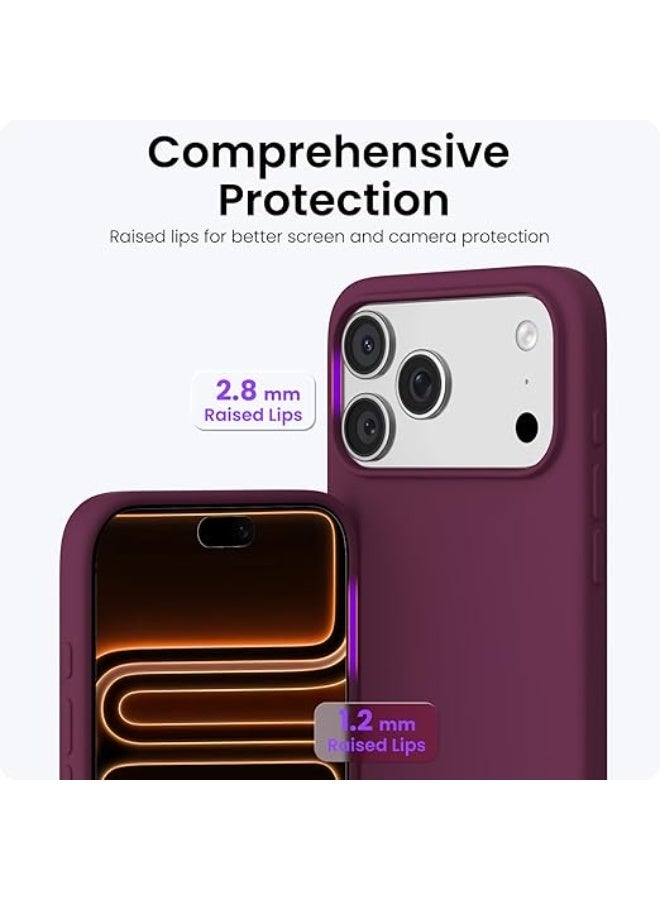 جراب متوافق مع iPhone 17 Pro Max مقاس 6.9 بوصة، غطاء واقٍ رفيع من السيليكون السائل بثلاث طبقات من المطاط الهلامي الناعم المقاوم للصدمات مع بطانة من الألياف الدقيقة المضادة للخدش (أحمر نبيذي) - Image 2